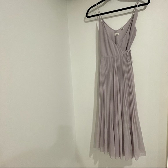 Aritzia Wilfred Beaune Pleated Mini Wrap Dress Purple Lavender XS - Picture 1 of 8